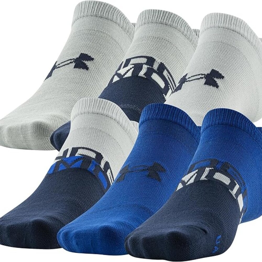 Under Armour Socks Mens Size Large 8.5-13 No Show Essential Lite Blue Gray NEW